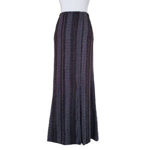 $550 BNWT Casch Gro Abrahamsson Brown Stripe Long Skirt Fit Flare 27" Waist BOHO